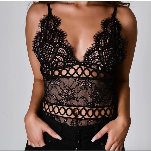 Oycee Tops - ZUKY- Black Bodysuit L